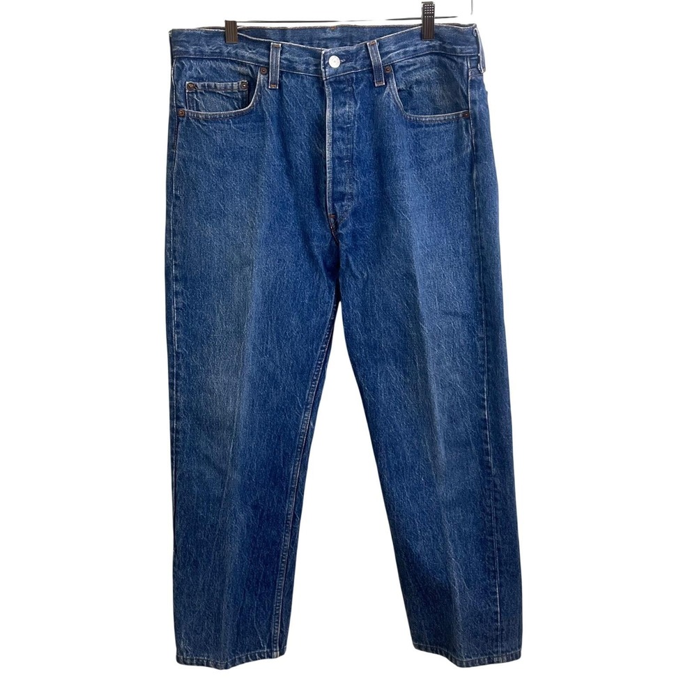VTG 1992 Levi's Button Fly Denim Jeans Size 35x32 (34x29 Actual) USA 501-0115‎